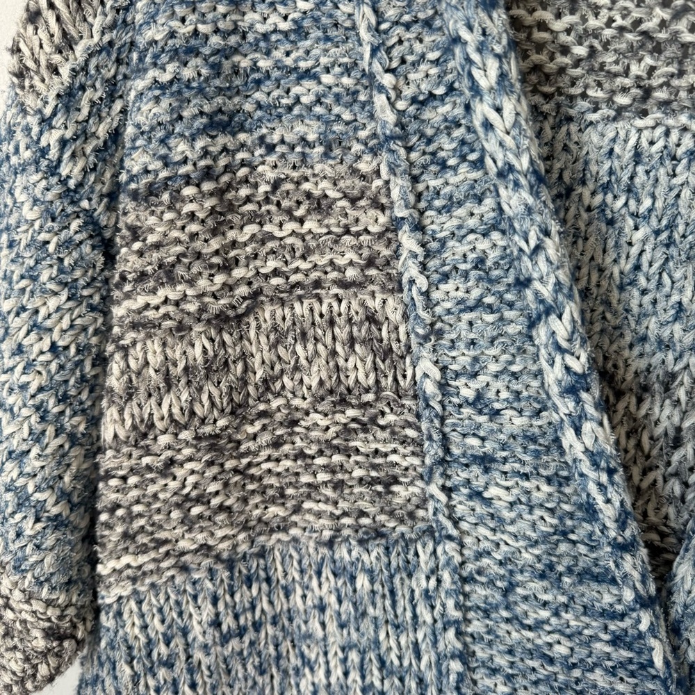 Vince Blue Gray Striped Oversized Cardigan Size XS/S Chunky Knit Fall Winter - Picture 6 of 15